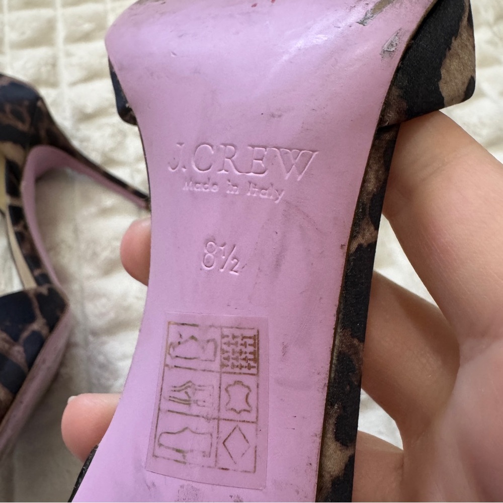 J Crew 8.5 Elsie D’Orsay Heels Pumps ~ Leopard Print Stiletto Modern Chic - Picture 10 of 10